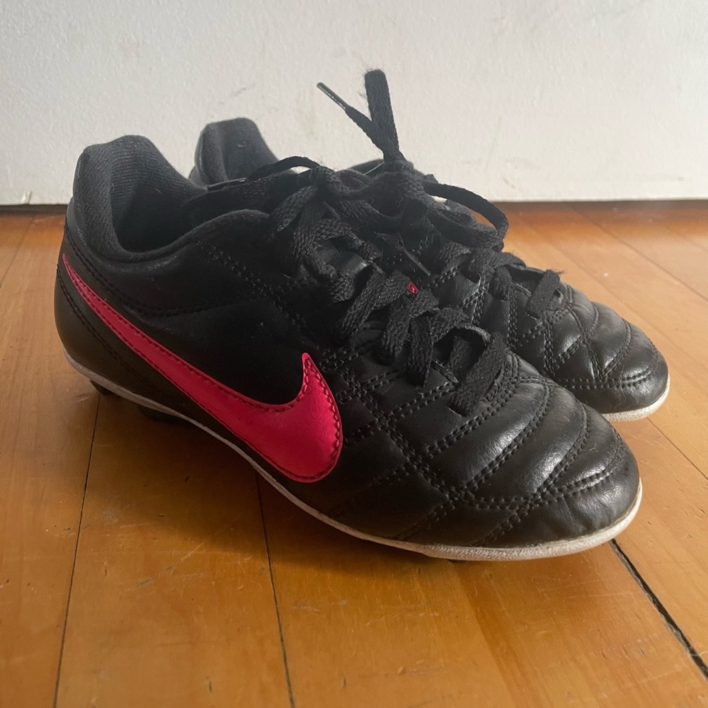 Nike Black and Pink Soccer Cleats